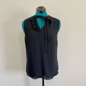 3/$20 Sleeveless Black Blouse with V-Neck and Bow Detail